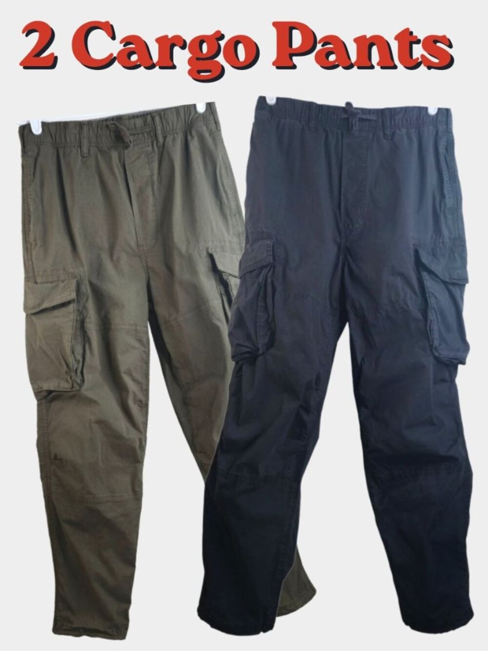 2 Utility Cargo Pants Bundle Mens 30x28 Green Black Gorpcore Y2K Hiker Tactical